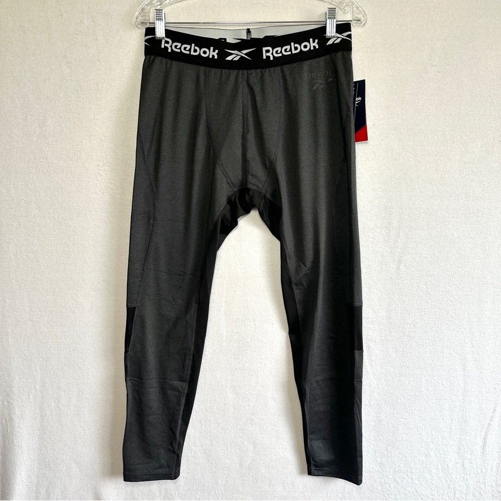 Reebok Compression Pants Men's L Ebony Heather Gray Conditioning Tights …
